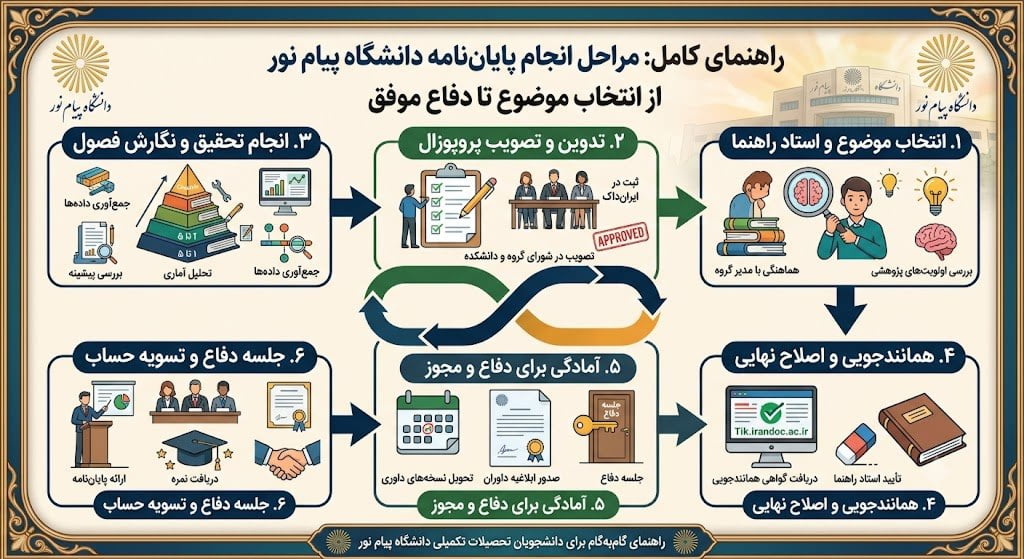 مراحل انجام پایان نامه دانشگاه پیام نور