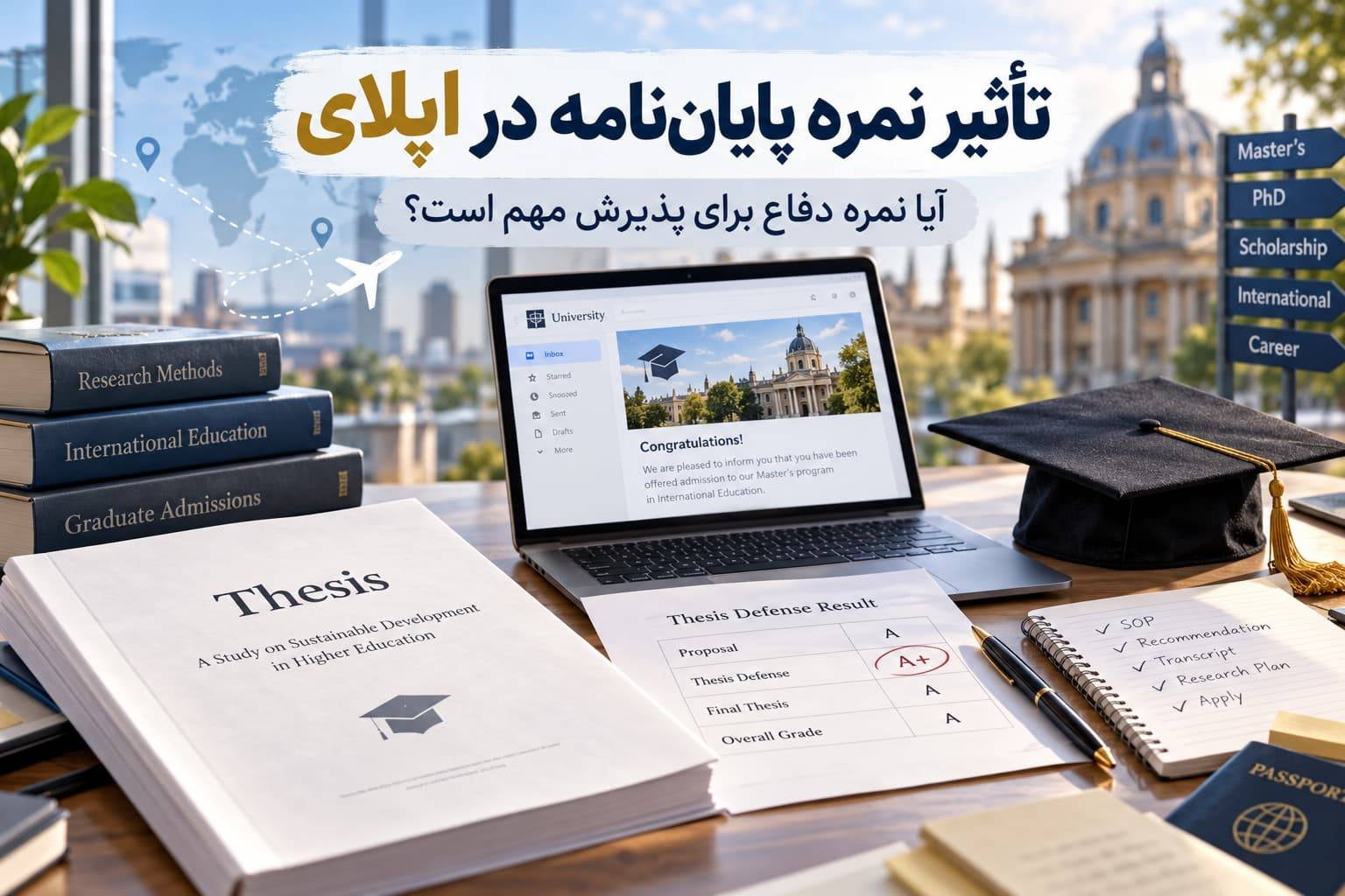 تأثیر نمره پایان نامه در اپلای